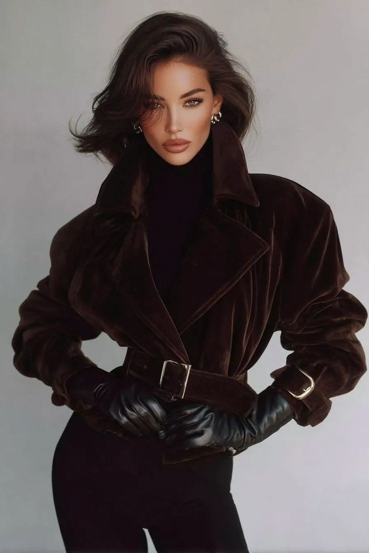 20 Mob Wife Outfits That Define the Boldest Fashion Trend of the Year (Look #20 Is Pure Luxury!) - 16. Chocolate Leather and a Wide Waist Belt 1