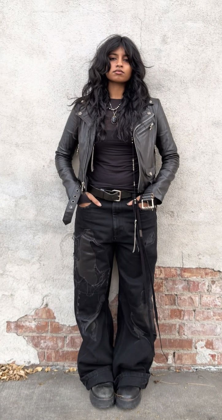 20 Punk Outfits So Edgy They’ll Make Every Sidewalk Your Runway - 13. Black Cargo Denim and Leather Layers 1