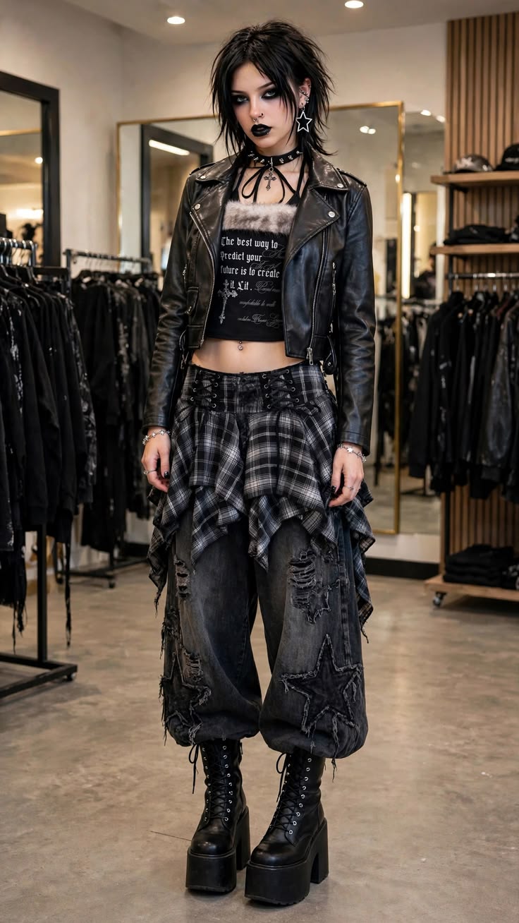 20 Punk Outfits So Edgy They’ll Make Every Sidewalk Your Runway - 7. Full Volume Goth-Punk Layers 1