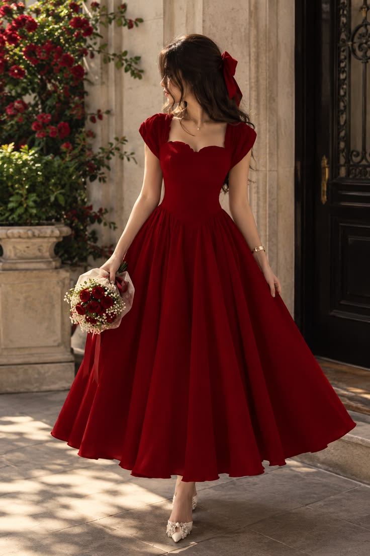 20 Red Dress Outfits for Christmas Parties That’ll Make You the Best-Dressed Guest - 3. The Vintage Sweetheart Dress 1